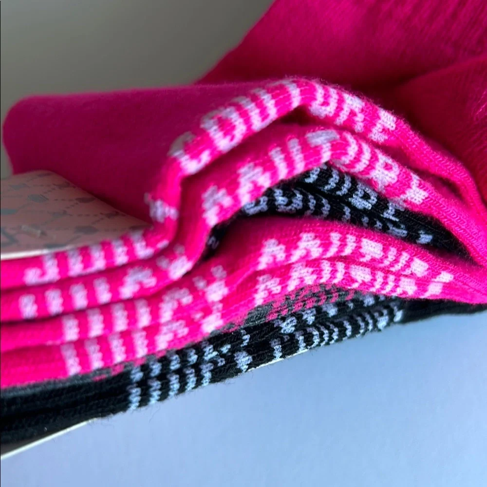 Juicy Couture hot pink and black sock set of five